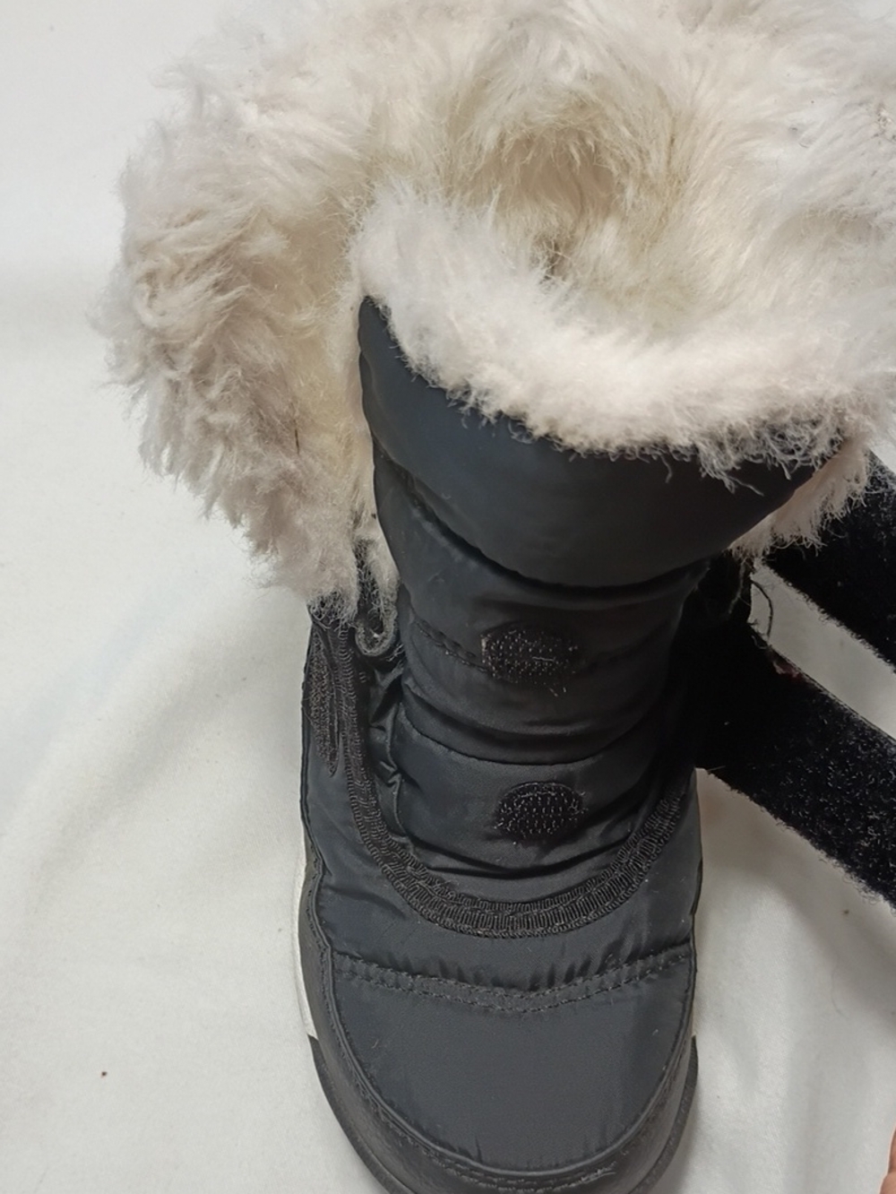 EUC Sorel Girls Whitney II Strap Snowboots Black And White Size 10 Waterproof - Picture 10 of 11